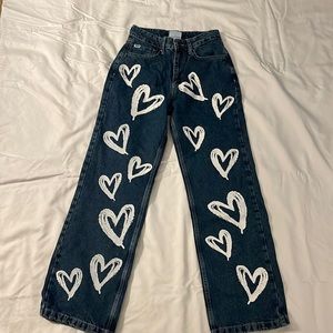 🌸Ragged Priest painted heart jeans size 26, new without tags